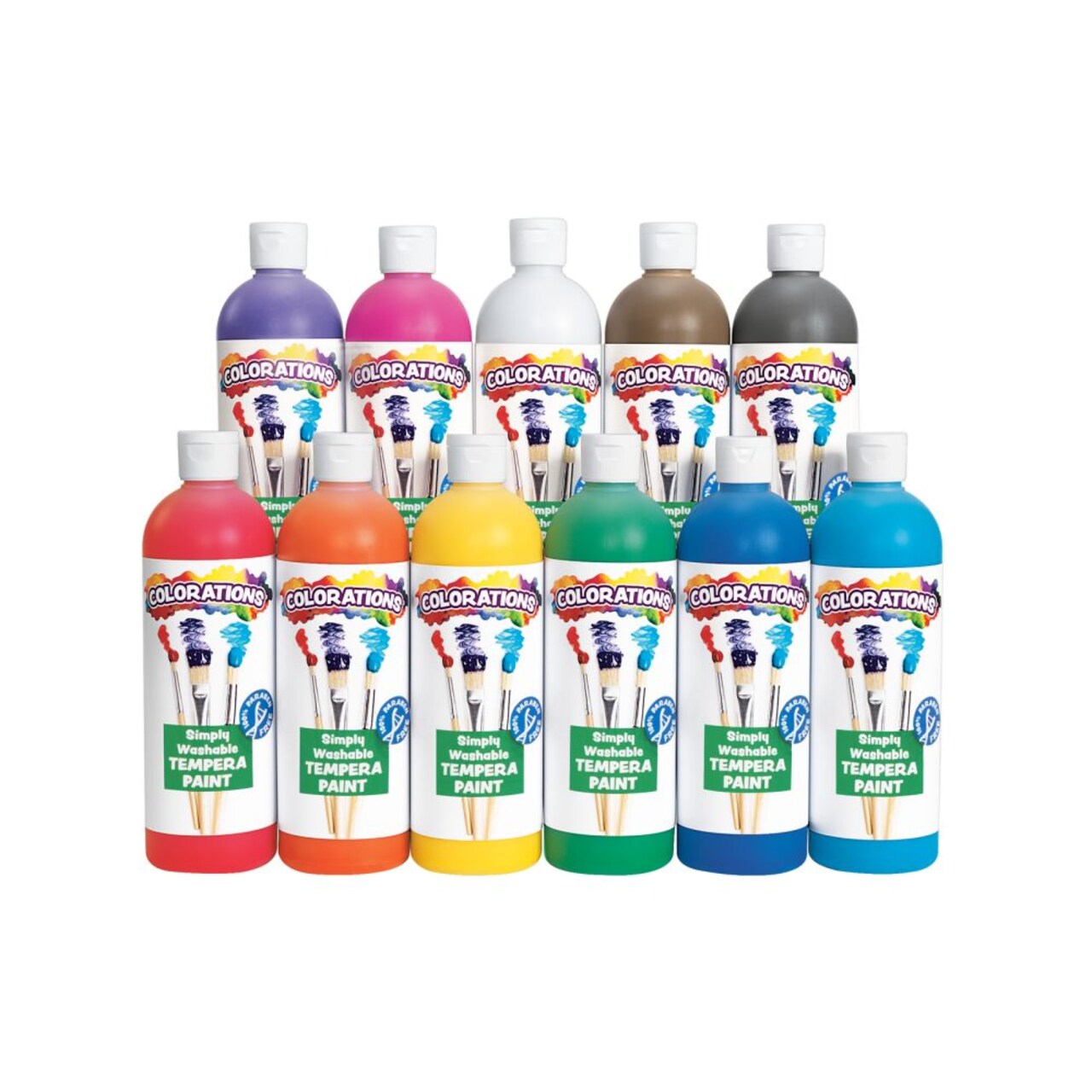 Colorations Paraben-Free Simply Washable Tempera Paint, Set of 11 Colors, Matte Finish, Classroom Supplies, Vibrant Colors, Non-Toxic Craft Paint, School, Craft, Art Supply Set, Each 16oz